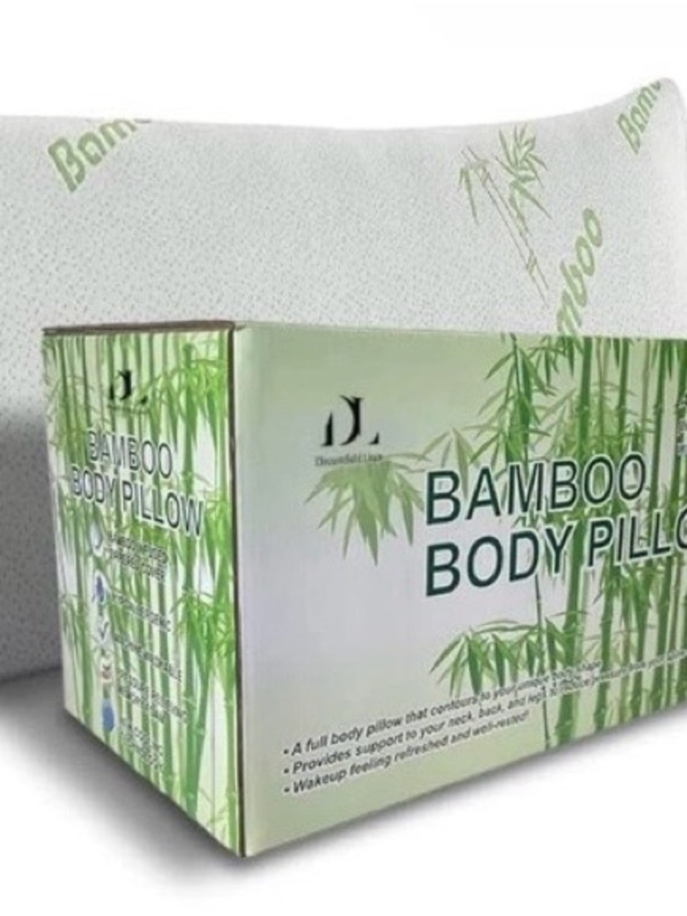 BAMBOO White Pillowcase with Green Bamboo Print